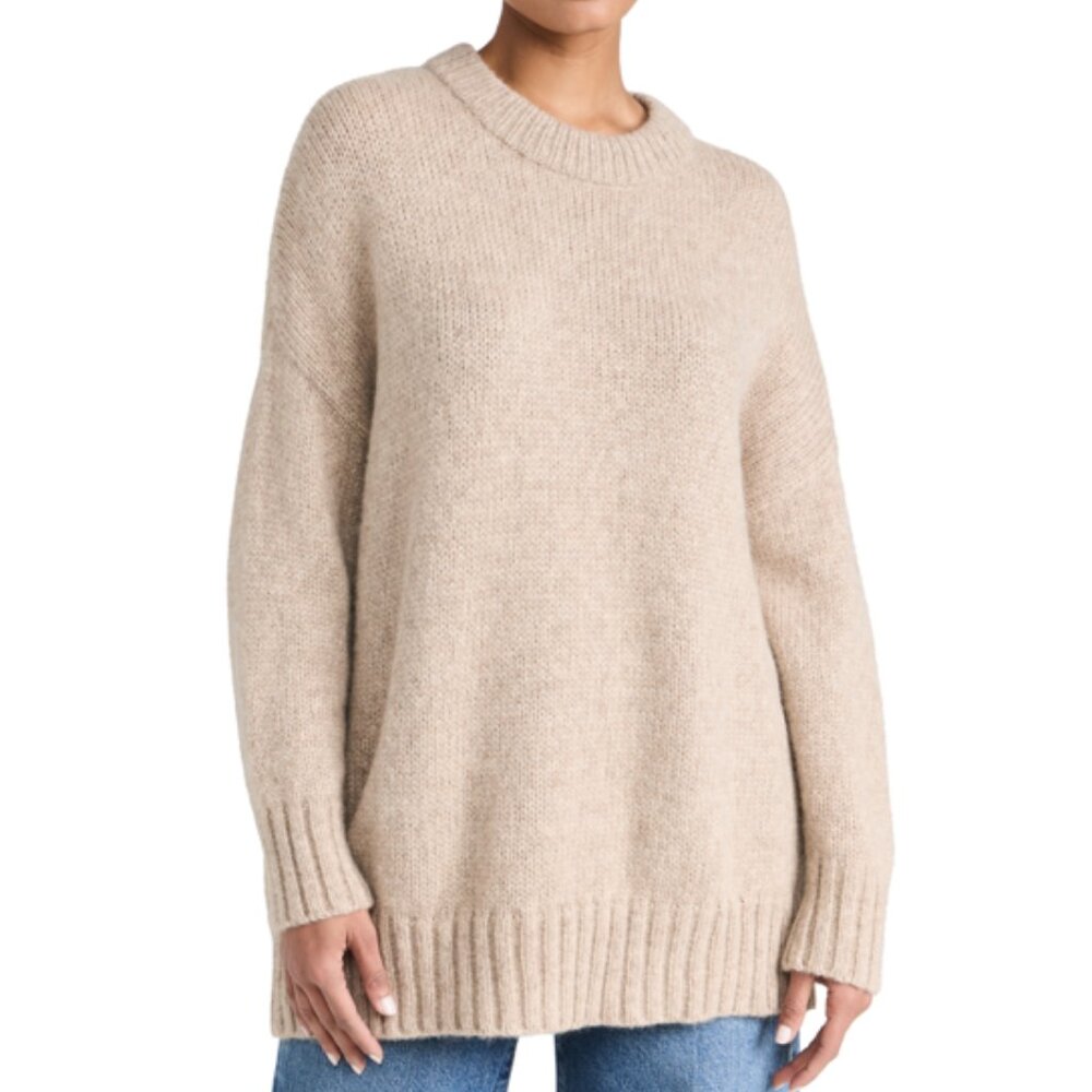 Jenni Kayne Alpaca Cocoon Crewneck in Oatmeal